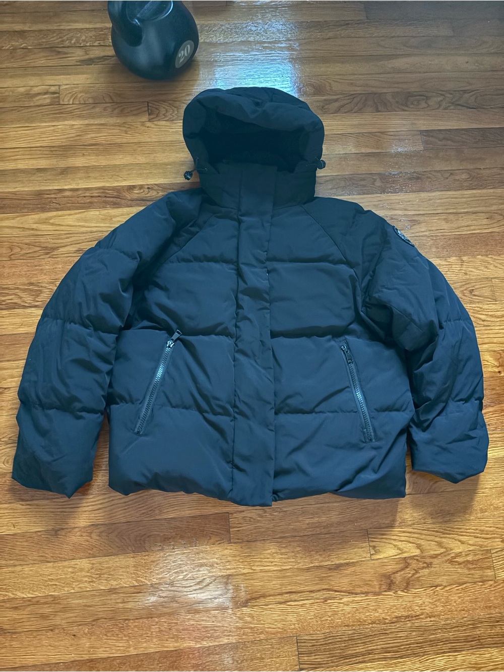 Men's Hooded Puffer Jacket - Black with usb warmer push button heat
